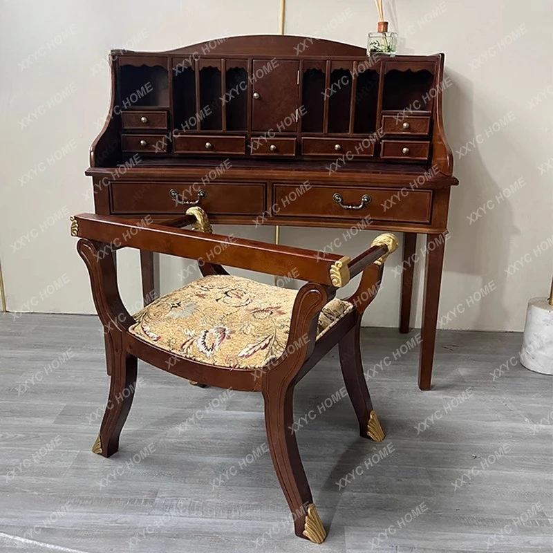 

Модный туалетный столик из массива дерева LXSolid для небольшой квартиры, резной мини-туалетный столик для спальни, можно изготовить на заказ.