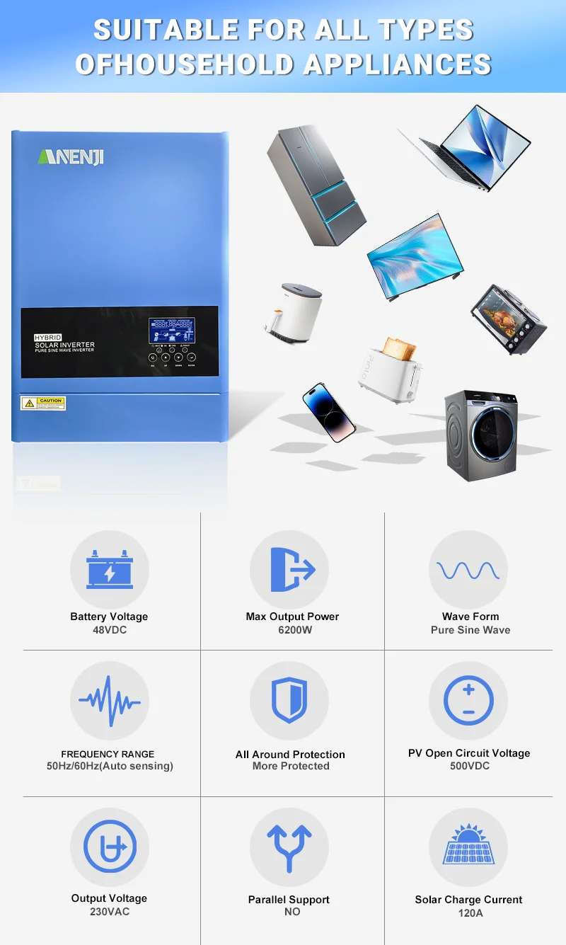 6.2KW 48V 4KW 24V MPPT الهجين الشمسية العاكس خارج الشبكة العاكس نقية شرط لموجة Inversor MPPT 100A 120A الشمسية جهاز التحكم في الشحن #6