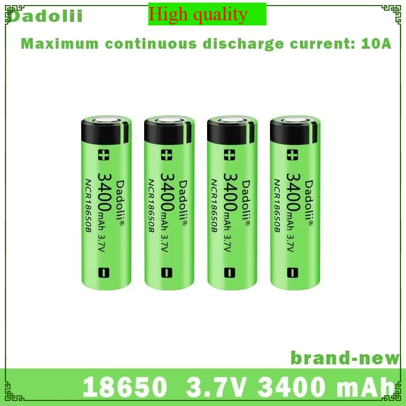 100% High Quality 18650 3.7V 1-40PS 3400mAh Lithium Rechargeable Battery, 10A Discharge, Suitable for Flashlight Battery Pack