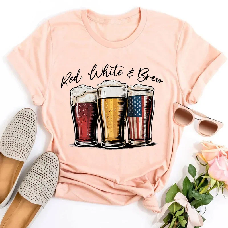 

Red White Independence Day Beer Shirt 4th of July Graphics for Beer Lovers Independence Day Tshirt m