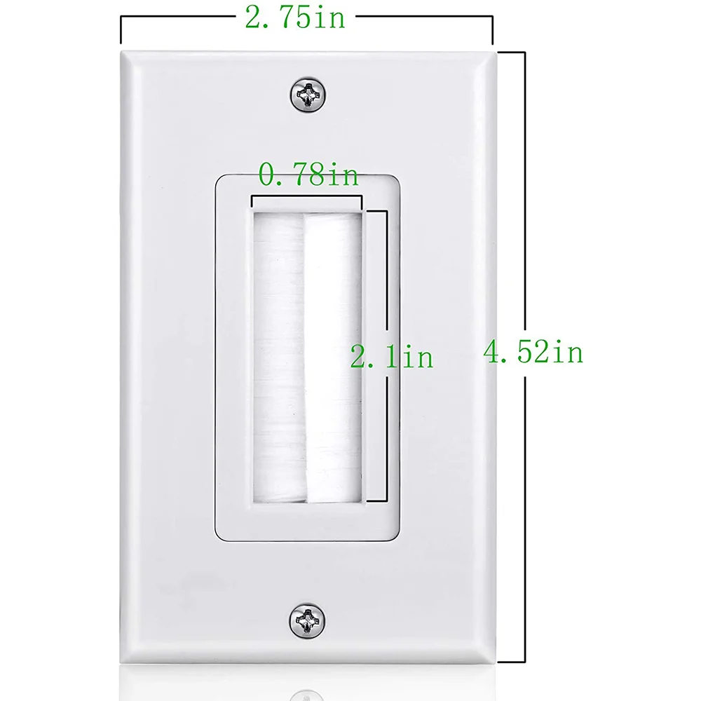 5 Pack Brush Wall Plate 1-Gang Wall Plate, Brush Style Opening Pass Through Low Voltage Cable Plate In-Wall Installation