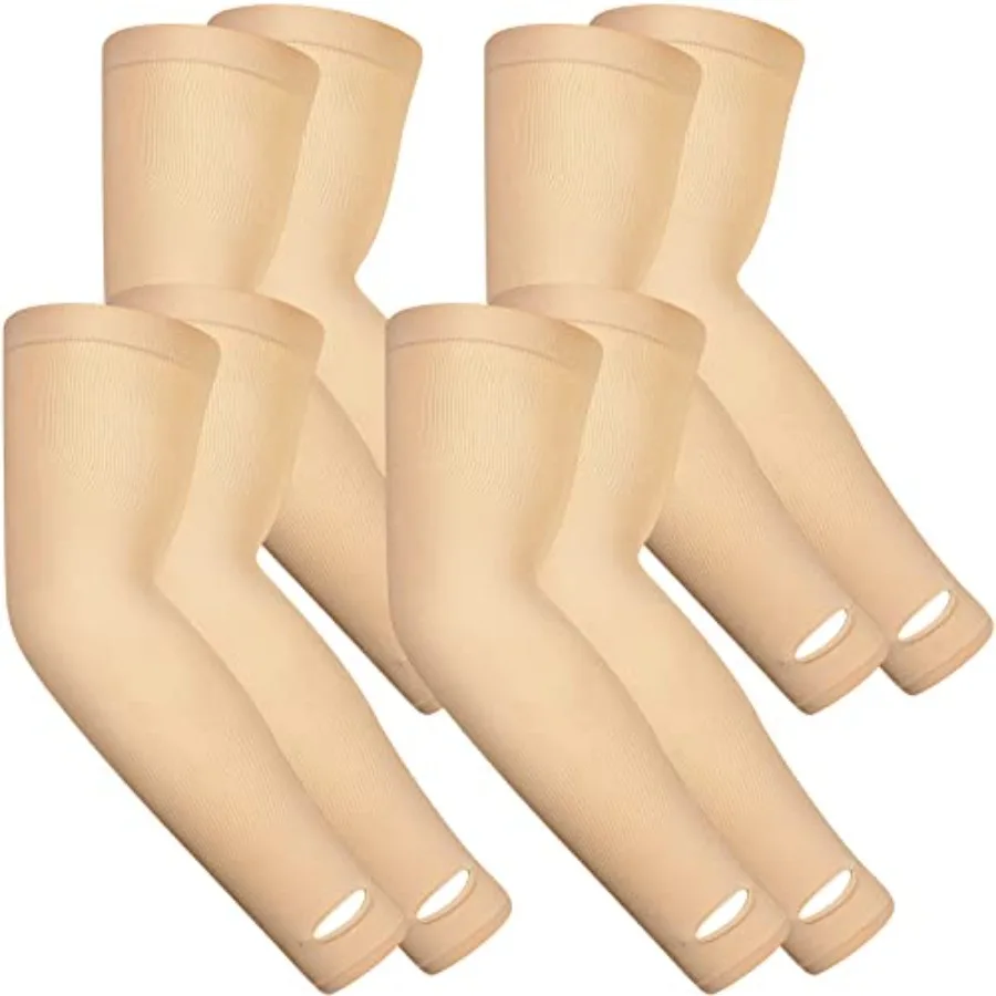

4 Pairs Protective Arm Sleeve for Thin Skin Elderly Skin Protector Sleeve Bruising Abrasions Arm Protection Sleeve Nude