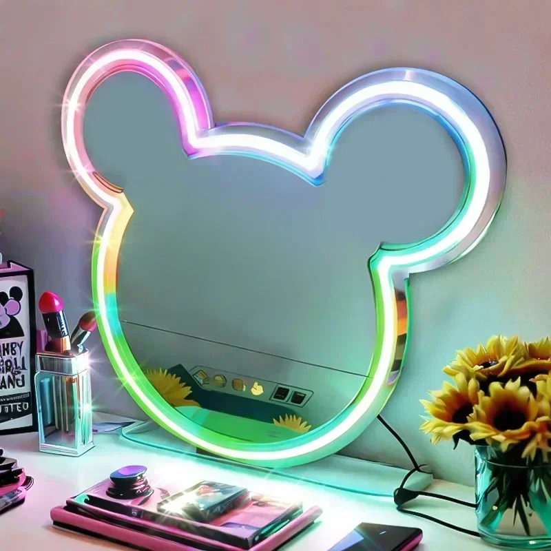 

Colourful Bear LED Neon Light Cat Neon Signs Makeup Mirror Christmas Decoration Animal Lights Room Wall Decor Children's Gift