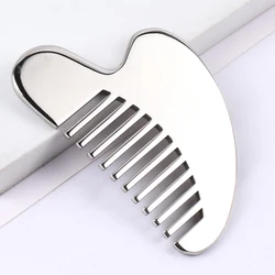 Gua Sha Board Heart Shape Comb, Stainless Steel, Muscle Massage, Tissue Therapy, Scraping Plate, Promote Blood Circulation, Head