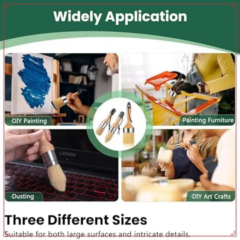 

Набор кистей для мела. Краска для мела, молочная краска для мебели, 1 кисть для больки и 2 маленьких круглых кисти.