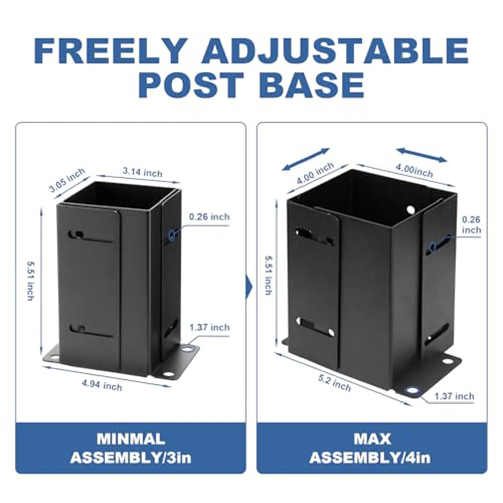 Adjustable Mount Adjustable Post Bracket Accommodate Wood Posts Up To 4 Inches Comes With All Mounting Hardware