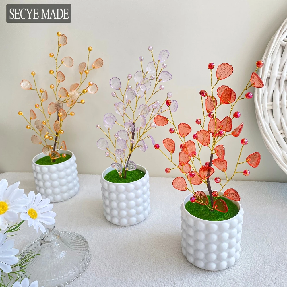 Picture 3: Artificial Flowers Potted Plants Fake Flowers Small Bonsai for Wedding Home Table Centerpiece Decor Party Home Decorations L49