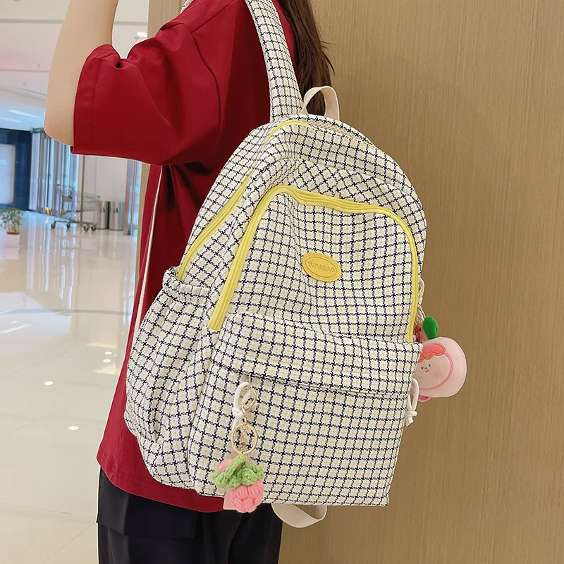 Fashion check Waterproof Women Backpack Teenager Girl Kawaii BookBag Laptop Rucksack Cute Student School Bag Mochila Female