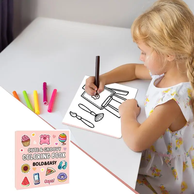 Livro para colorir infantil, livro de desenho colorido portátil, livro de pintura divertido com 40 páginas, livros para colorir de desenho animado para crianças 4