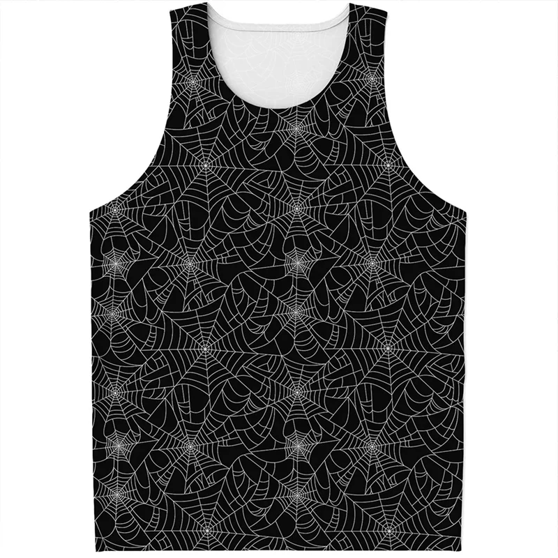 Fashion Spiders Cobweb Graphic Tank Top For Men Women 3d Print Halloween Vest Kids Summer Streetwear Tops Oversized Tee Shirts