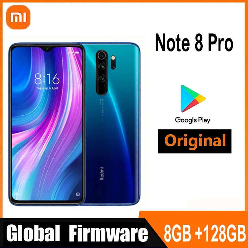 Xiaomi Redmi Note 8 Pro original, 8GB 128GB, teléfono inteligente 4G con sistema operativo Android, celular con doble SIM, firmware global, usado, casi nuevo.