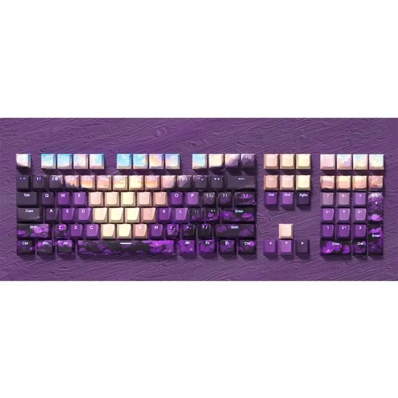 Y1UB 108/135Keys PBT Keycaps Set with Valley and Front Lit Backlit Carving for Enhanced Typing Experience
