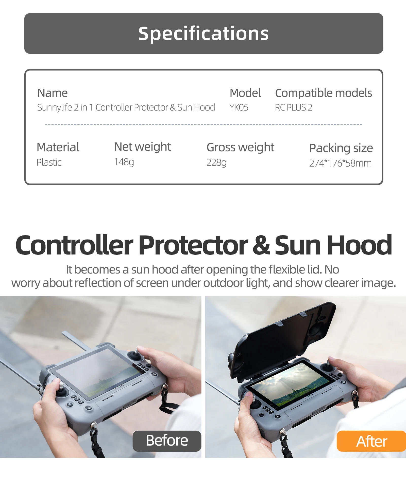 

Light Shield Protective Cover for DJI RC PLUS 2 Remote Control for Matrice 4T RC PLUS 2 Remote Control Protective Shielding