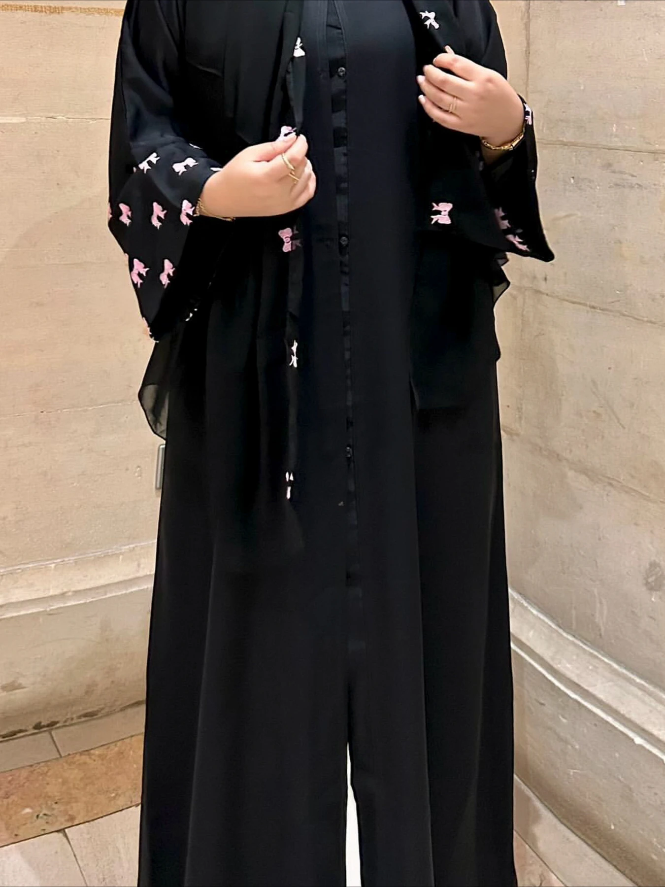 Maroko Kaftan Abayas Eid Muslim Abaya for Women Dubai Dresses Jalabiya Bow Embroidery Ramadan Islam Vestidos Arab Long Robe