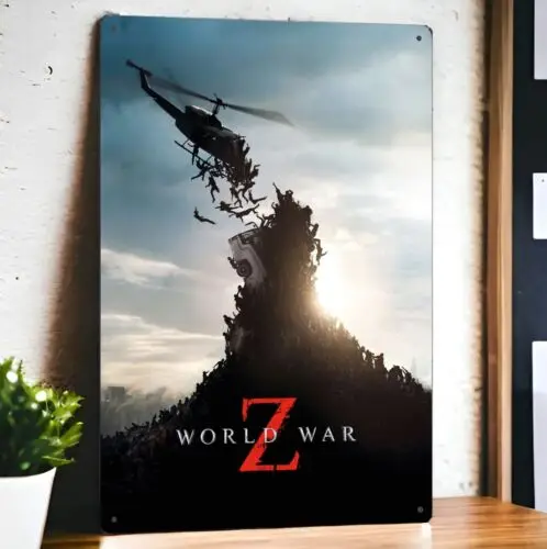 Y1,World War Z Movie Metal Poster Tin Sign - 20x30cm Plate