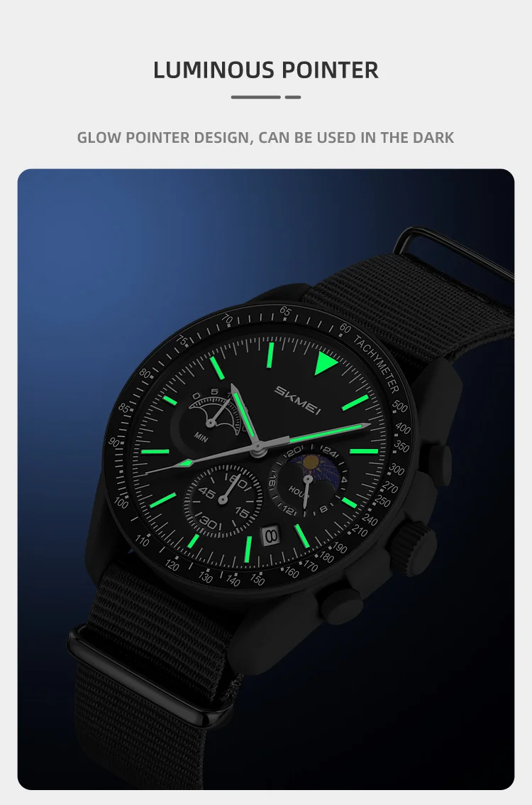 SKMEI 9392 Quarz Chronograph Uhren für Männer und Frauen mit Datum 30M Wasserdicht Sportuhr Modische Nylon-Armbanduhr Geschenke Reloj Mujer – Detail 7