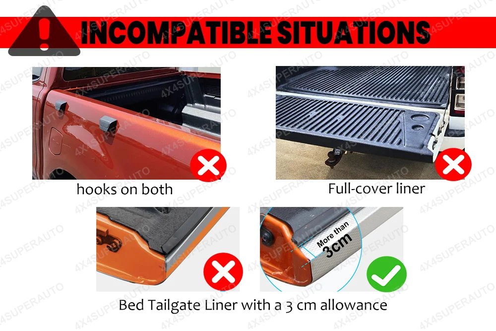 Tailgate Cover for Ford Ranger T6 T7 T8 2012-2021 Wildtrak Raptor Tailgate Protector Guard Cap ABS Matte Black 3/4PCS