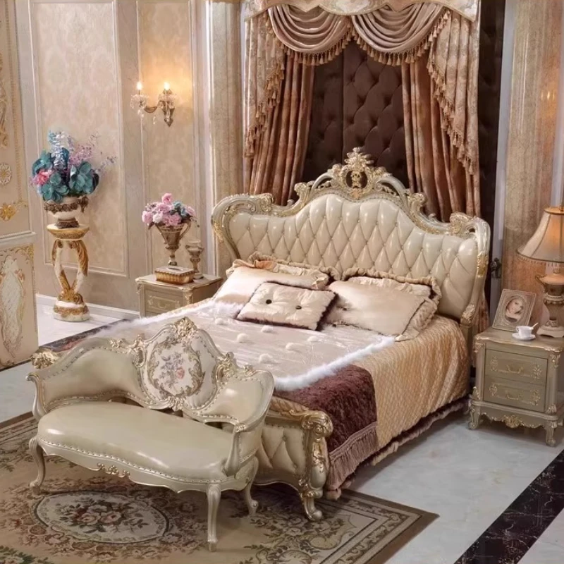 سرير مزدوج من الجلد الفاخر، تصميم مريح لغرفة النوم، سرير حديث دقيق، أثاث خشبي أنيق من Lettoomoniale