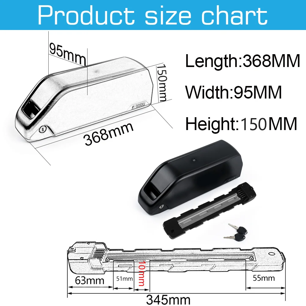Polly 48V 25AH Ebike Battery Downtube 52V Electric Battery 40A BMS Original 21700 Lithium lon Battery 72V 500W 750W 1000W 1500W