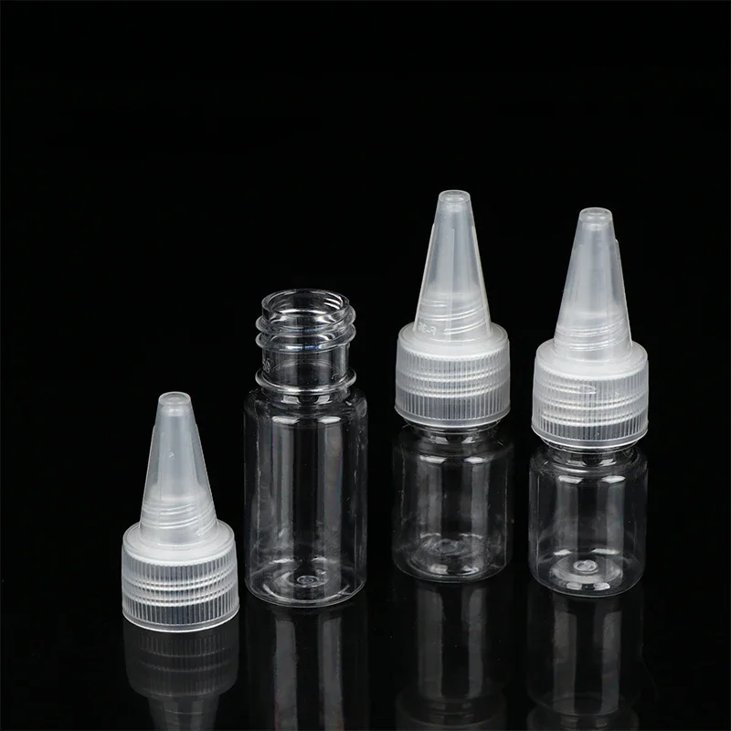 Przezroczysta butelka z zakraplaczem 3-100ml, pusta, plastikowa, wielokrotnego użytku, z dyszą i nakrętką, butelka do wyciskania, pojemniki na tusz do tatuażu/pigment.