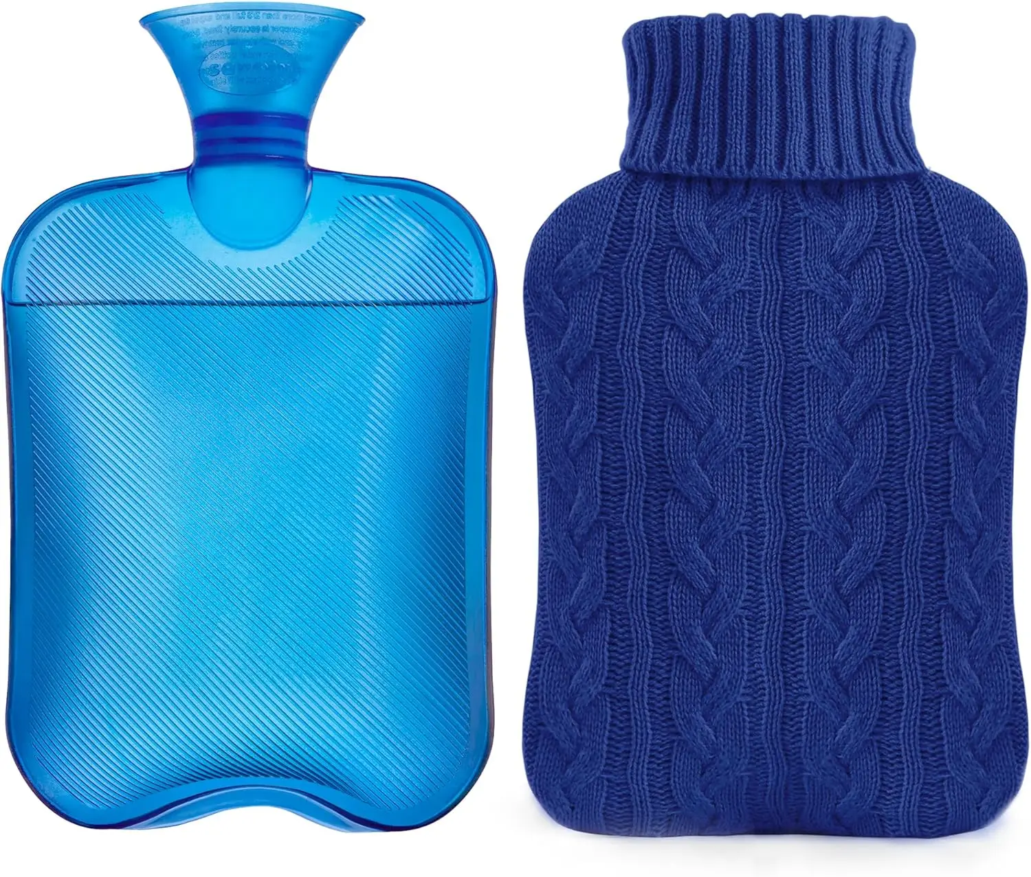 

2L Hot Water Bottle with Knitted Cover for Pain Relief, Warm Hands and Feet, Ideal for Cold Days