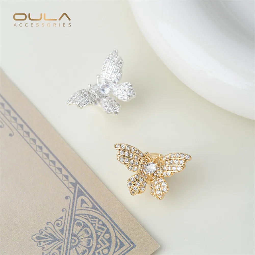 

1PCS 14K Gold-plated Zircon Inlaid Butterfly Beads Handcrafted Diy Pearl Bracelet Crystal Bead Jewelry Accessory Materials