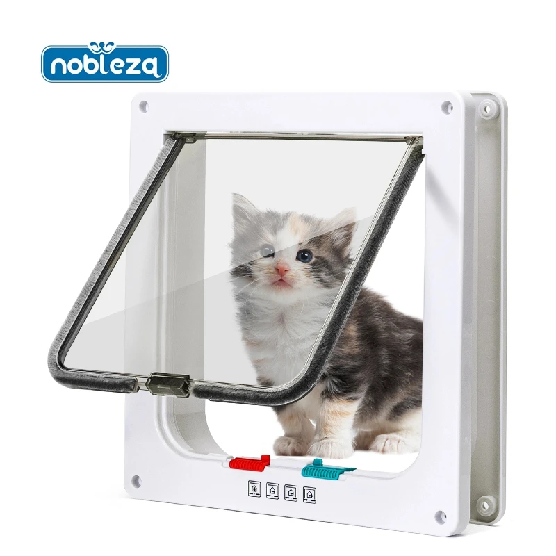 Nobleza Gatera para Gatos, Puerta para Gato con Cierre Magnético de 4 vías, Puerta para Mascotas para Gatos y Perros pequeños, Puerta para Gatos con Cristal Transparente