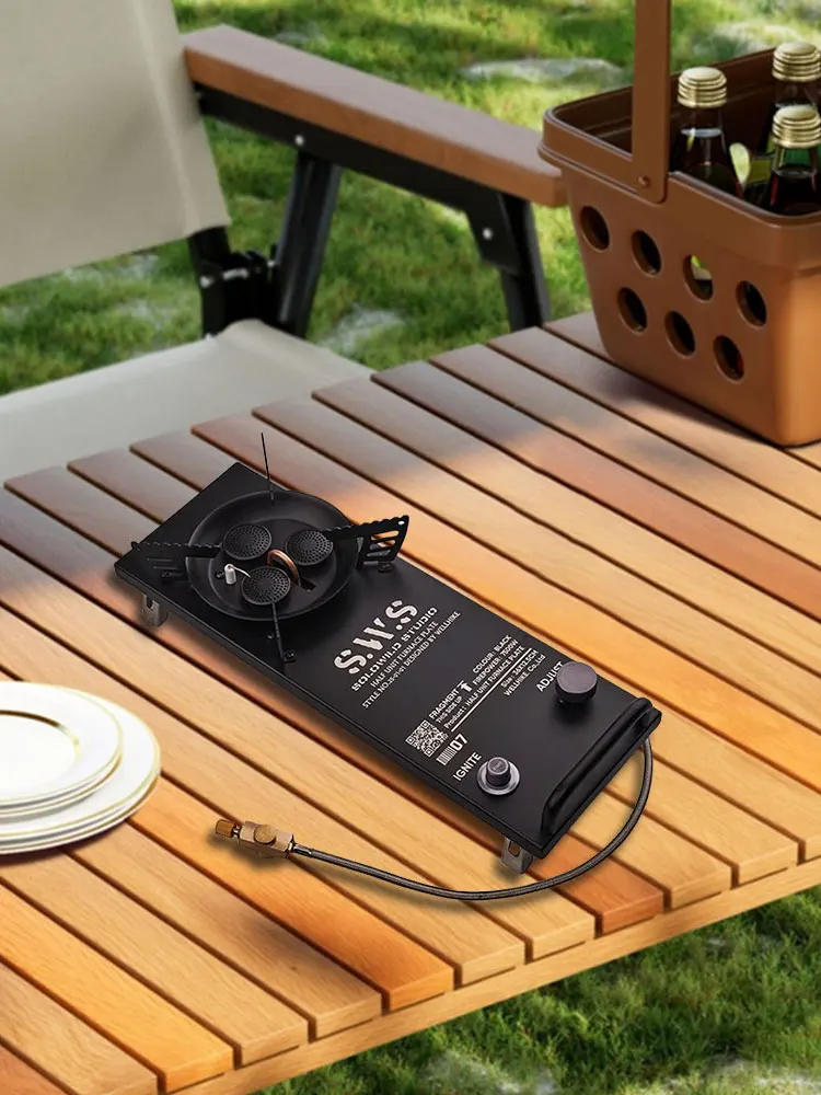 7500 واط IGT نصف موقد غاز مع شعلات قابلة للتعديل قابلة للطي التخييم IGT موقد غاز سبائك الألومنيوم للتخييم في الهواء الطلق الطبخ