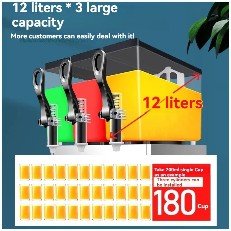 Nueva máquina de bebidas de refrigeración comercial 12LX3, Buffet de tres cilindros, puestos fríos y calientes, máquina de jugo de sopa de ciruela