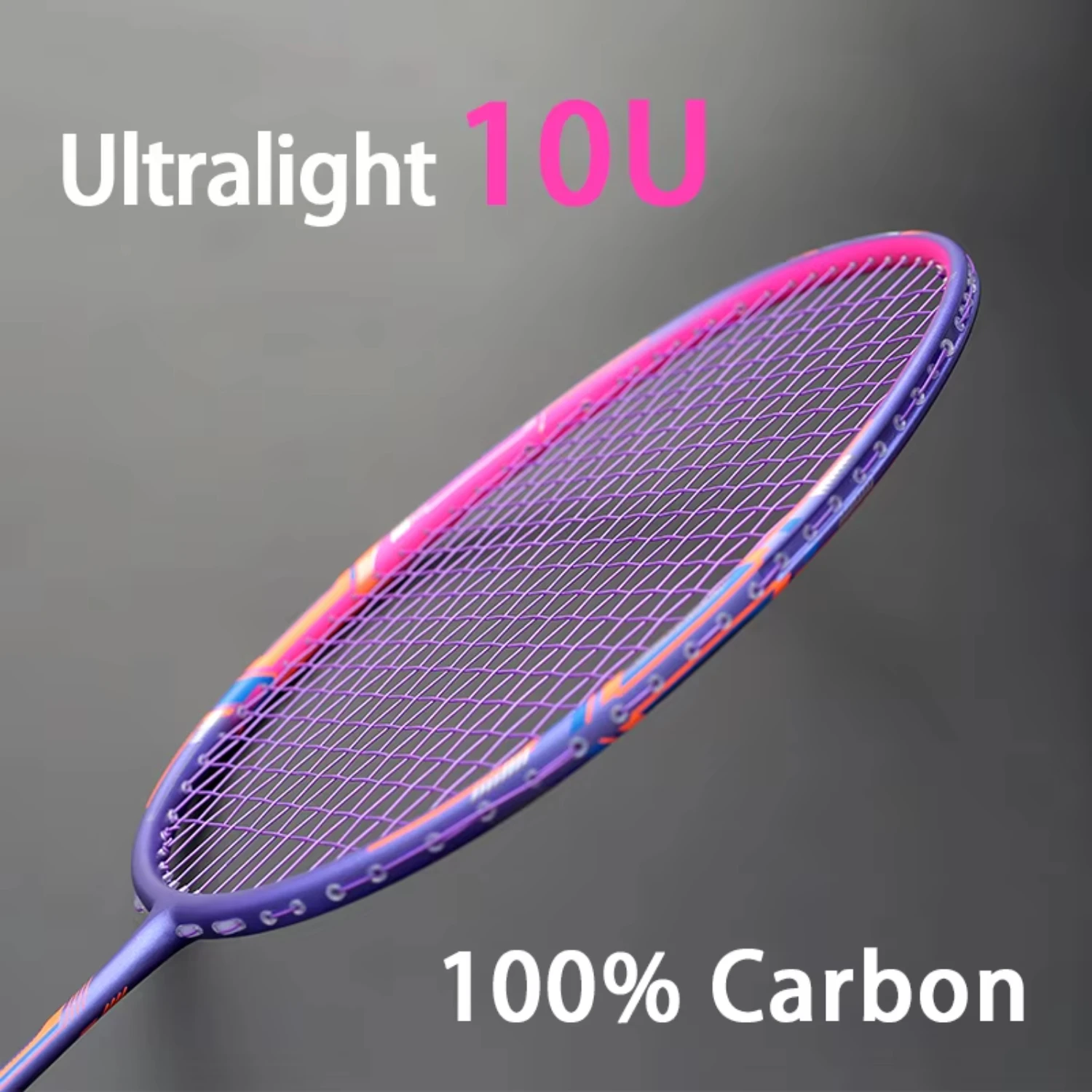 Lightest 10U 52G Full Carbon Fiber Badminton Rackets Strings Professional Training Racquet Max Tension 35LBS With Bags  Adult