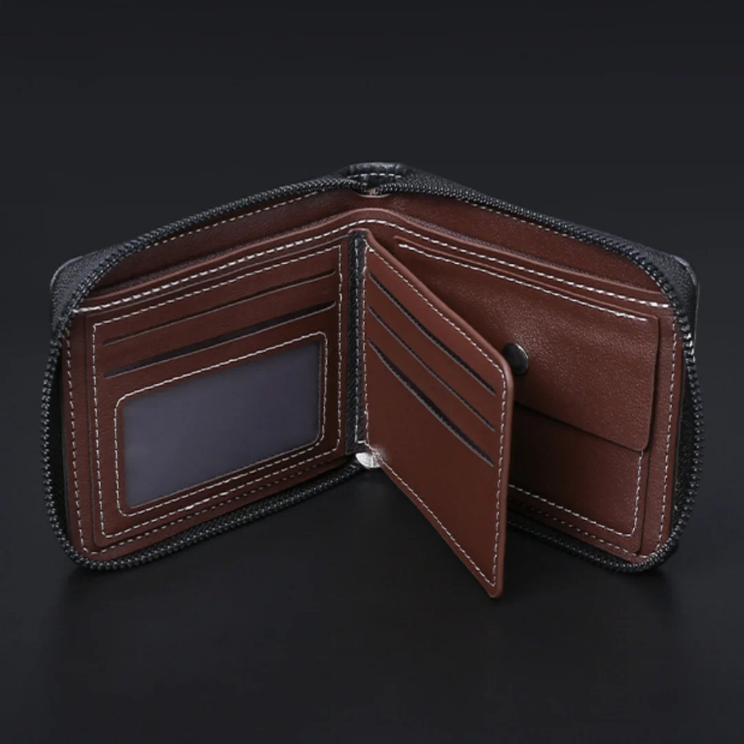 محفظة رجالية ذات سعة كبيرة وسحاب وحامل بطاقات ومحفظة كلاسيكية للسفر والعمل هدية