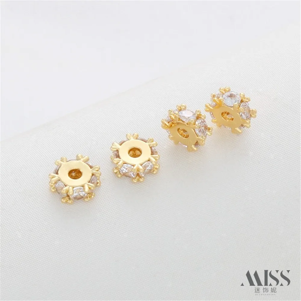 

14K Gold-packed Color-preserving Zircon Snowflake Spacer Bead Spacer DIY Handmade Bracelet Necklace Beaded Jewelry Accessories