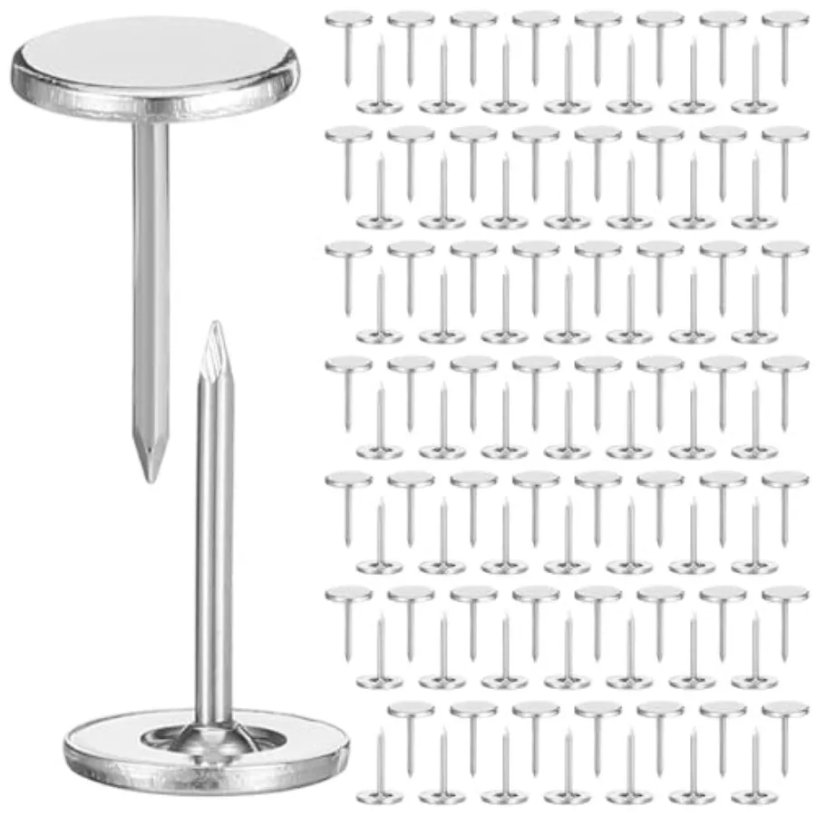 

100 Pcs Heavy Duty Thumb Tacks, 7/16 Inch Flat Head Carpet Tacks for Wood, Decorative Extra Long Push Pins for Office Home Furn