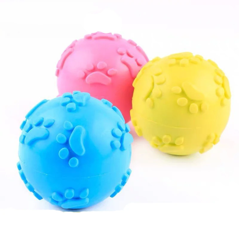 Dog Chew Squeaky Toy Ball Squeaker Chew Ball Toy Latex Indestructible Outdoor Squeak Dog Toys For Small Medium And Large Breeds