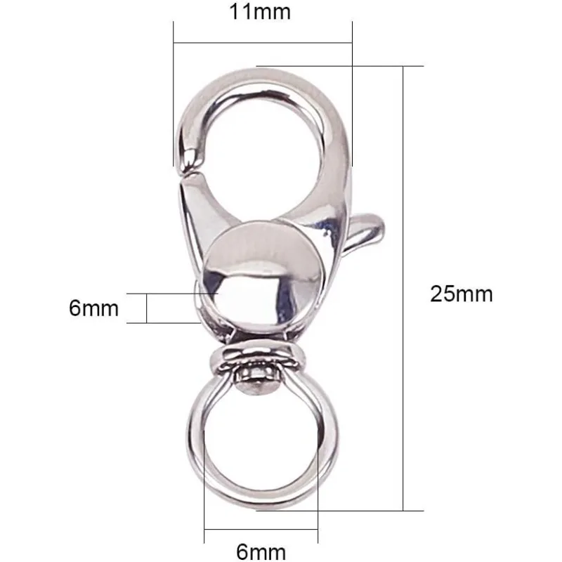 2 pcs 304 Stainless Steel Swivel Lobster Claw Clasps Swivel LanyardsTrigger Snap Hooks Strap for Keychain Key Rings DIY Bags and