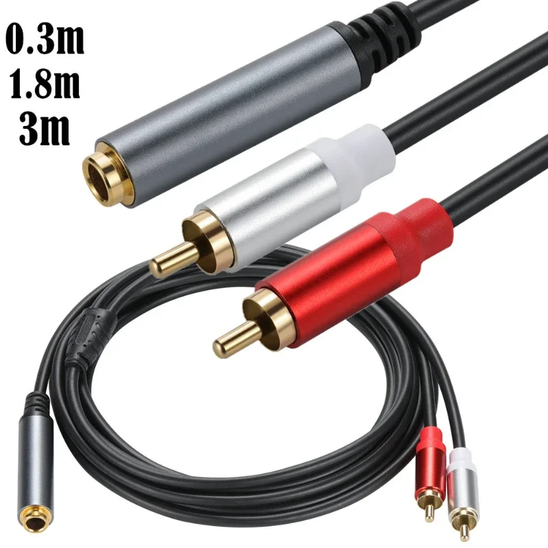 Metal Shell Gold Plated Stereo TRS 6.35mm Female Double RCA Male Audio Adapter Line Cable Two 2RCA Male to TRS 6.35 Female Cord