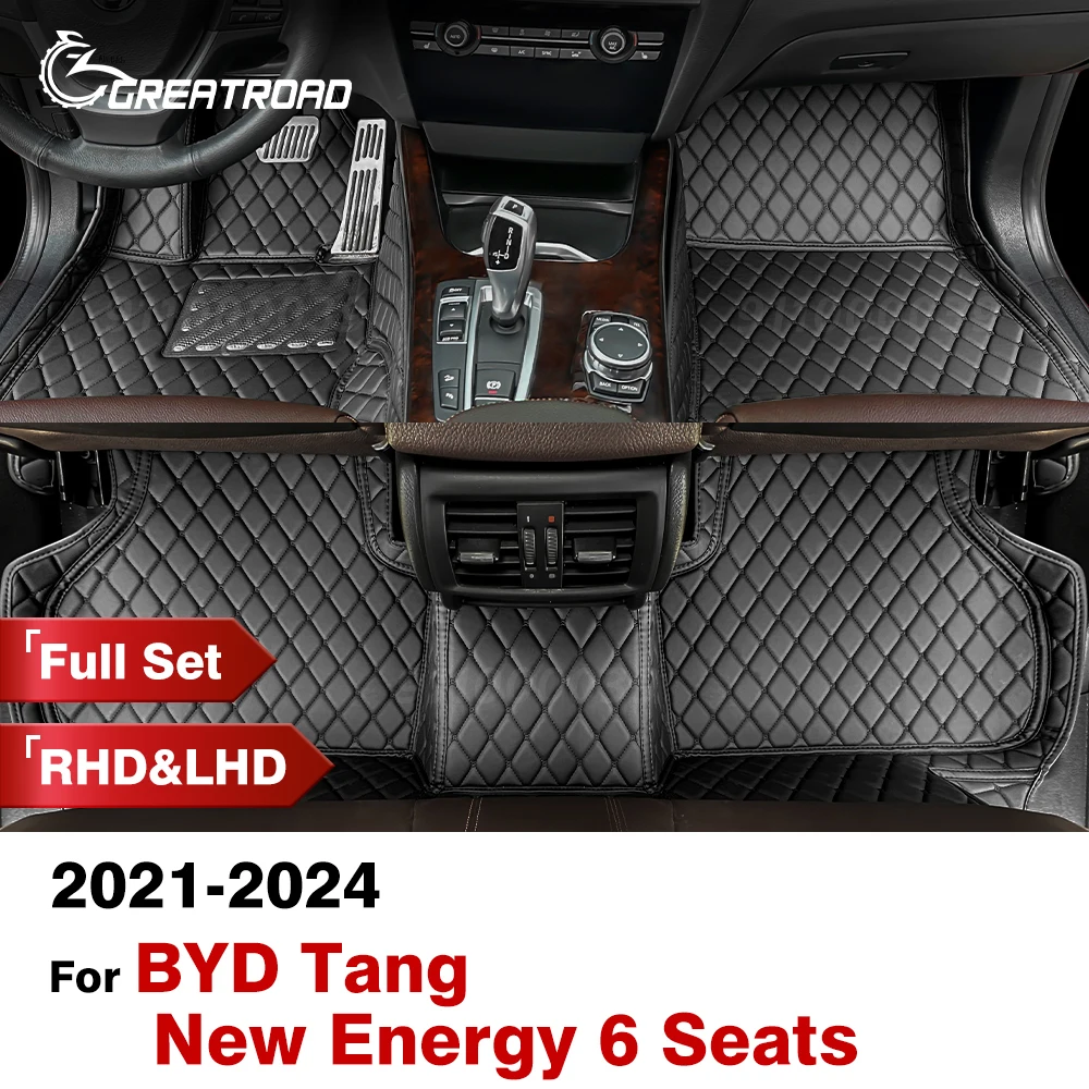 

Пользовательские автомобильные коврики для BYD Tang New Energy 6 Seats 2021-2024, крышка ковра, детали интерьера, аксессуары, защитные части коврика