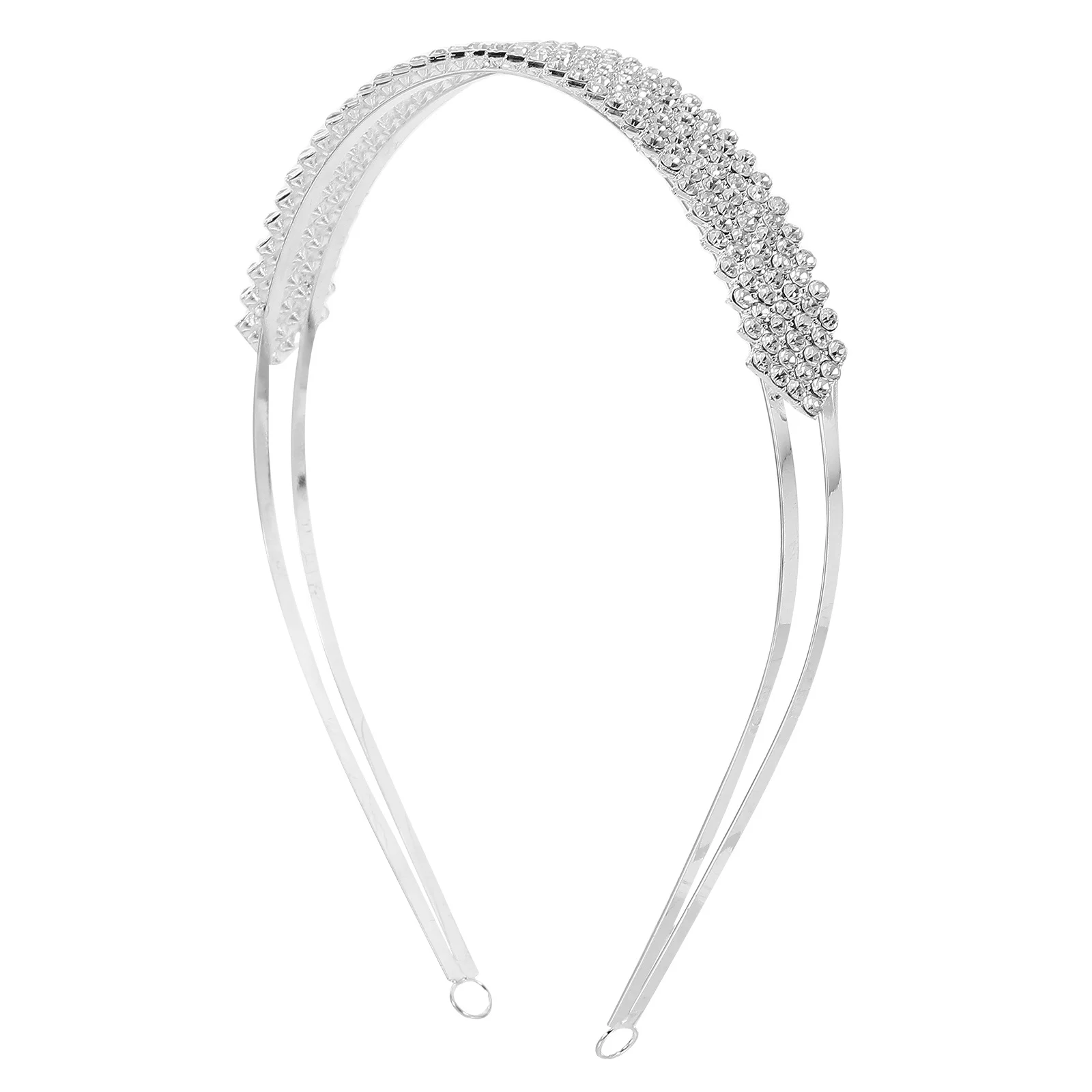 

Bridal Crown Headpiece Silver 41Cm Alloy Rhinestone Hair Loop For Wedding Party Bride Crystal Hairband Accessory