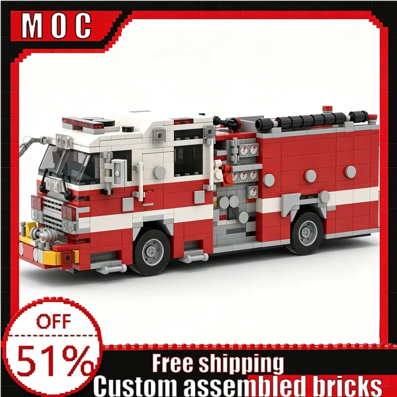 Image of 1041-teiliges 2019er Schwerer Rettungs-Feuerwehrwagen Baustein-Modell Bausatz Lernspielzeug DIY Rettungsfahrzeug Sammlerstück Ausstellungsstück Geschenke