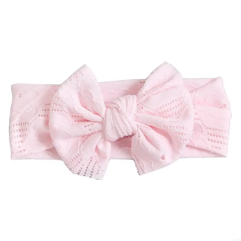 

D7YD Toddler Elastic Hair Bows Wide Hair Band for Baby Girl Headdress Skin Friendly Fabric Soft Lace Headband Turban Headwrap