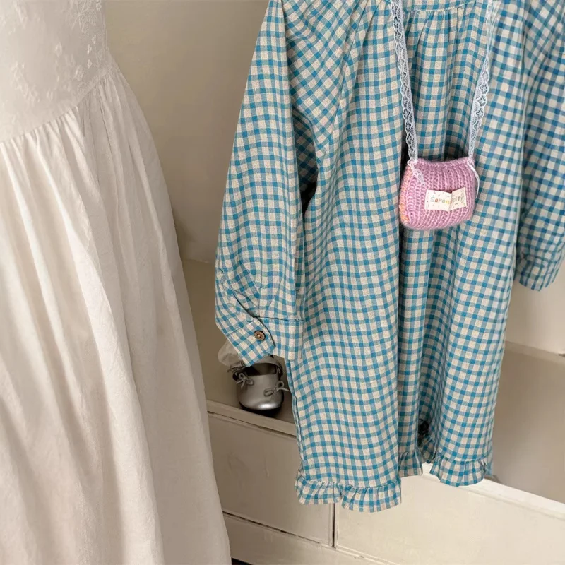 

Lai hugs the girl2026Spring new plaid dress, Korean-style small checkered simple Korean-style girls' dress