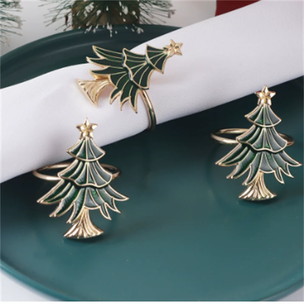 Christmas Tree Napkin Holder Simple Festive Napkin Clasp Metal Napkin Buckle Elegant For Banquet Wedding Party