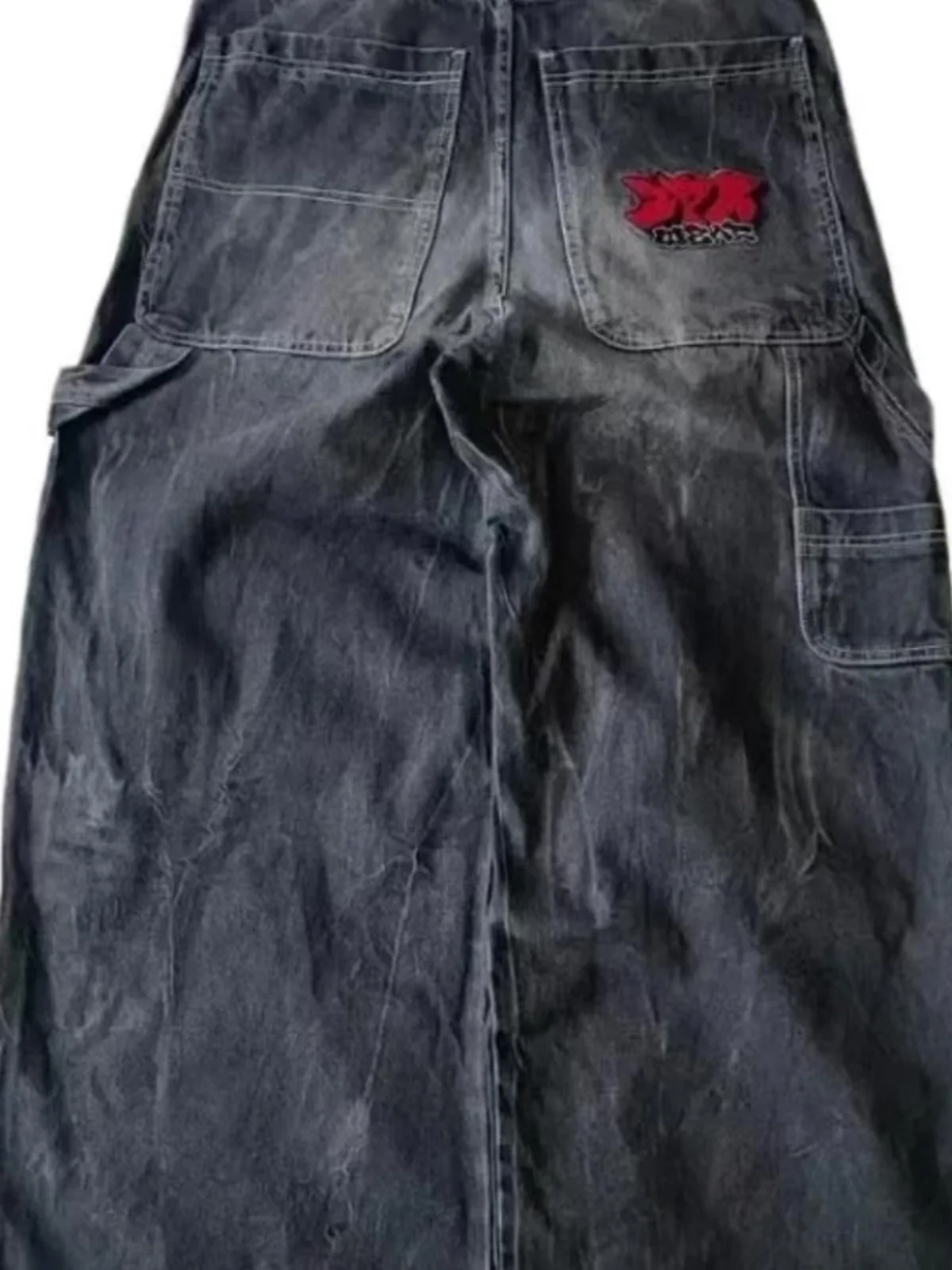 

Street Hip Hop Men's Women's Loose Straight Jeans Casual Straight Pants Youth Trendy Denim Trousers for All Seasons