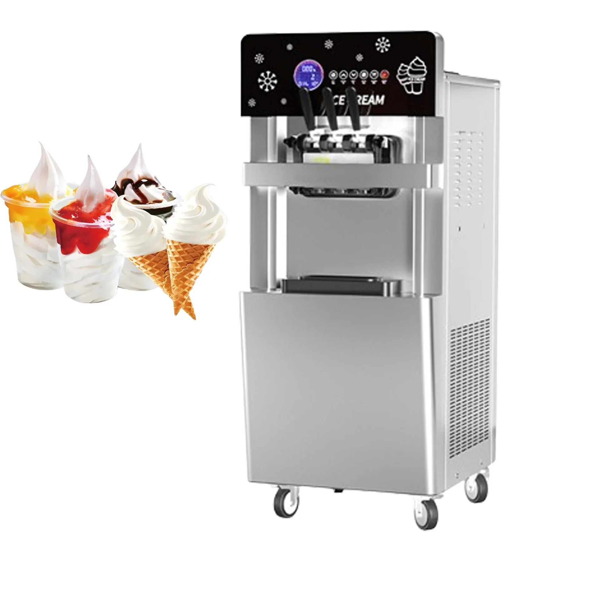 

2+1 Flavor Soft Ice Cream Machine For Restaurants Snack Bars Commercial Ice Cream Making Machine