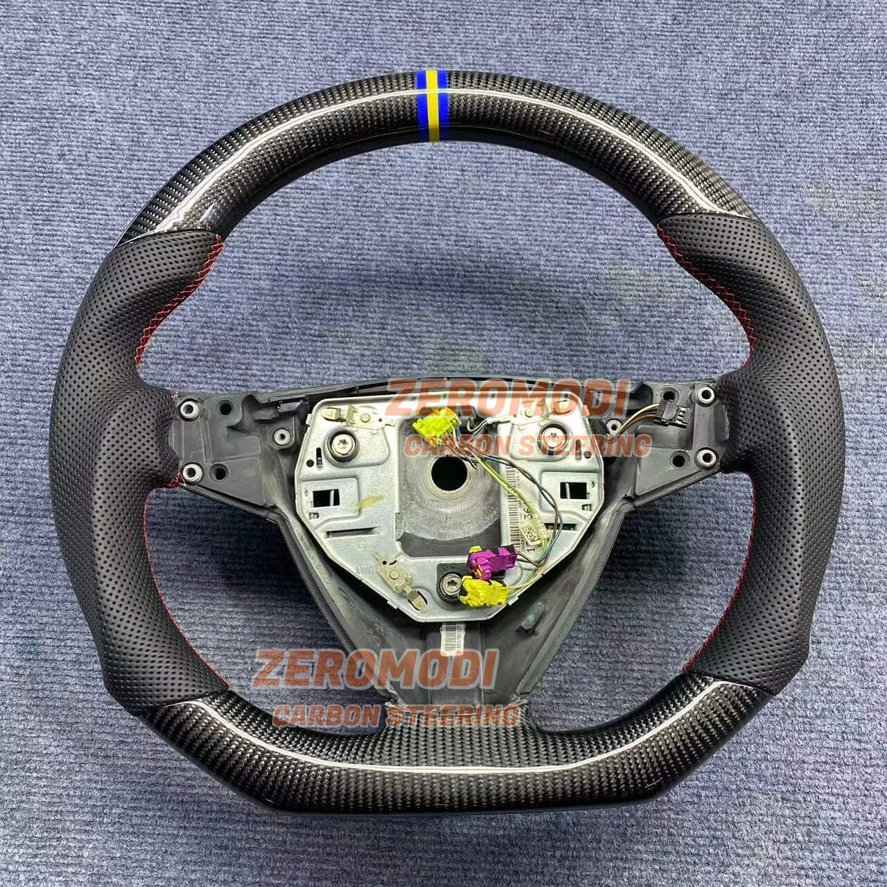 Carbon Steering Wheel For Saab 9-3 93 Aero Leather Flat Bottom Extra Thick