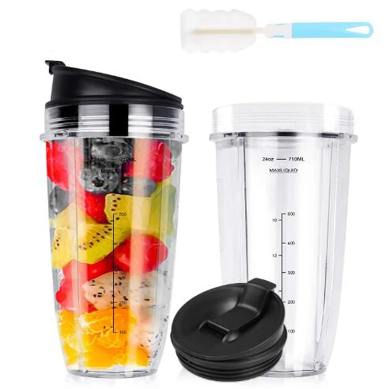 Replacement Blender For Nutri Ninja 24Oz Cups BL480/BL640 /BL680 Nutri Blender Auto IQ Series With Seal Lid & 1Pc Brush-Someday