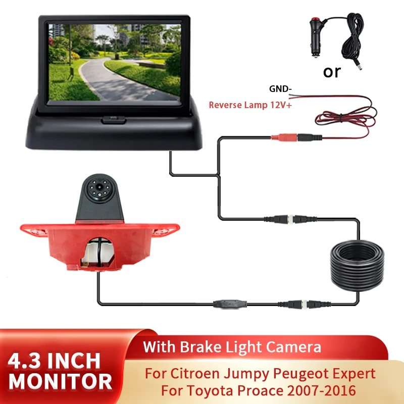 

Car Brake Light Rear view Reverse Camera With 4.3-inch Car Monitor For Citroen Jumpy Peugeot Expert Toyota Proace 2007-2016