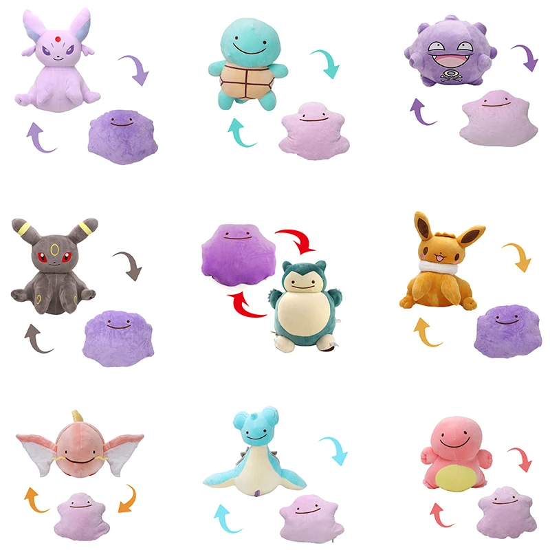 

15 Style Pokemon Ditto Flip Doll Snorlax Espeon Koffing Lapras Zipper Transform Plush Toy Soft Ditto Pillow Kawaii Birthday Gift