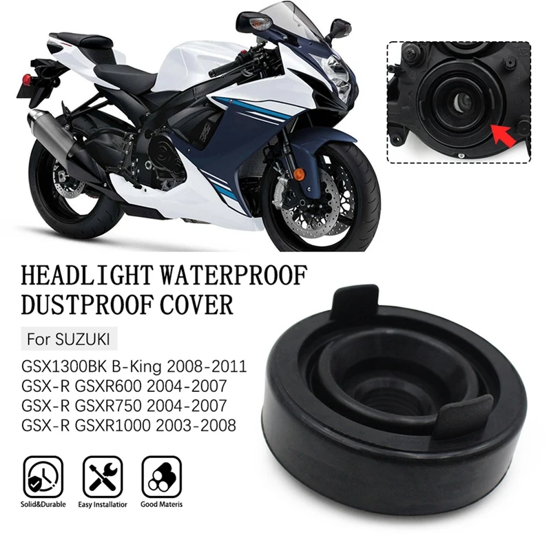 Motorcycle Headlight Waterproof Dustproof Rear Cover Headlamp Dust Cap For SUZUKI GSXR600 GSXR750 2004-2007 GSXR1000