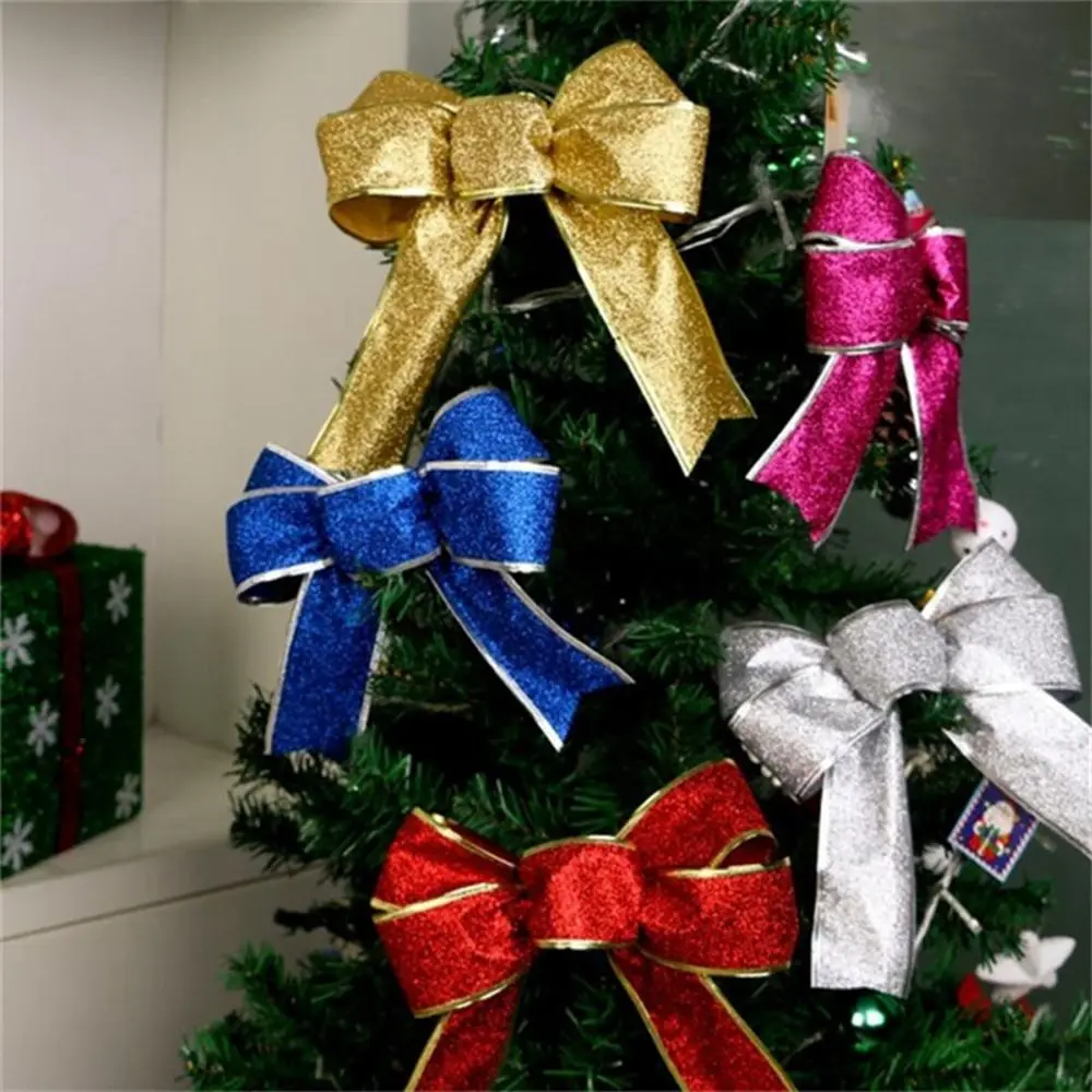 Hanging Pendant New Year Decoration Butterfly  Bow Bowknot Xmas Party Supplies Christmas Tree Ornaments Ribbon Bows Home Decor